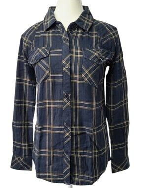 Rails Hunter Women’s Blue Plaid Western Shirt XS Button-Down Casual Flannel Top
